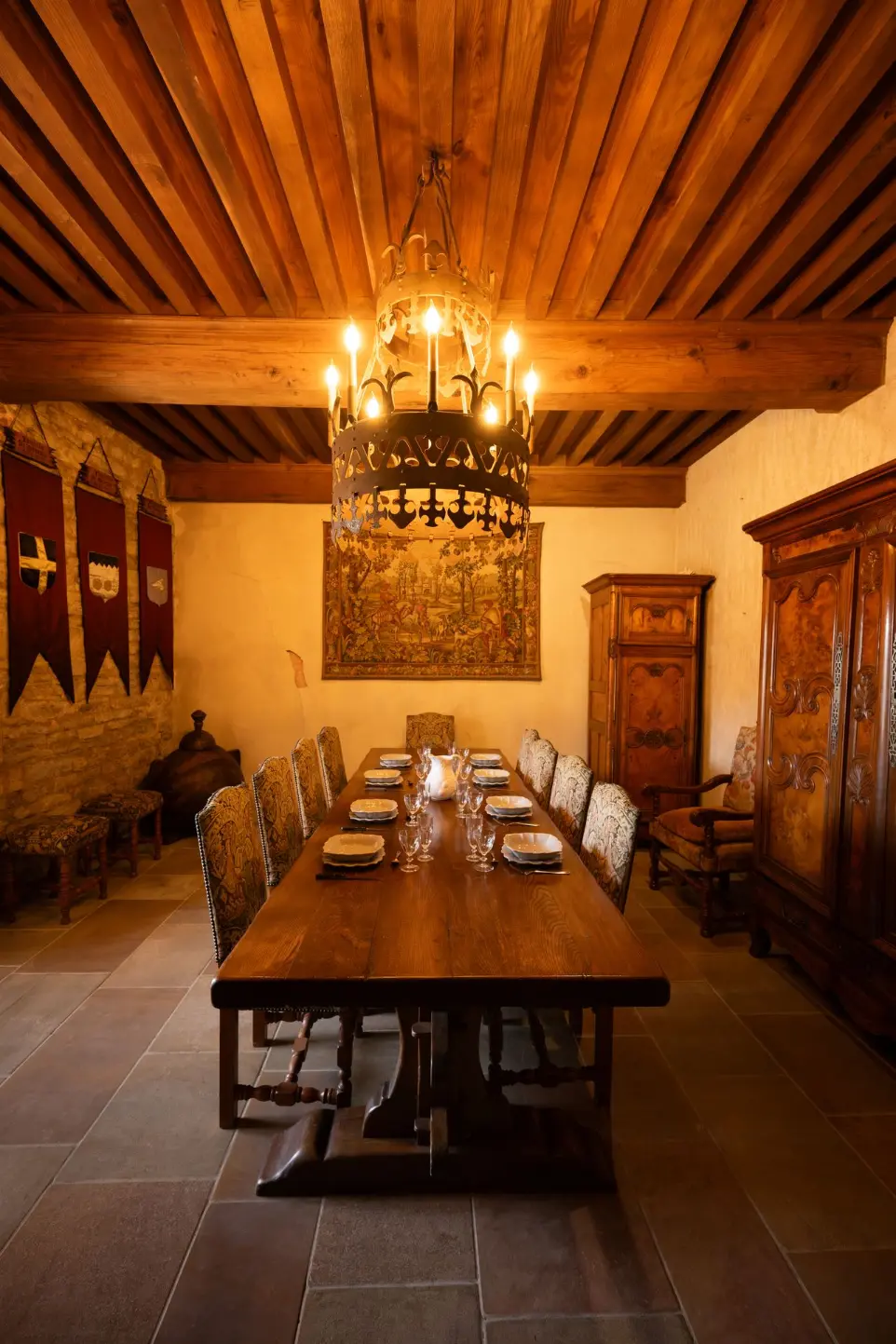 Photo d'une salle de réception d'un château dans le Jura